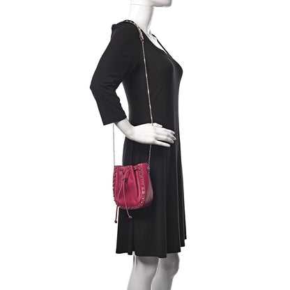Valentino Garavani Vitello Mini Rockstud Chain Strap Bucket Bag Deep Cyclamin 2 of 9
