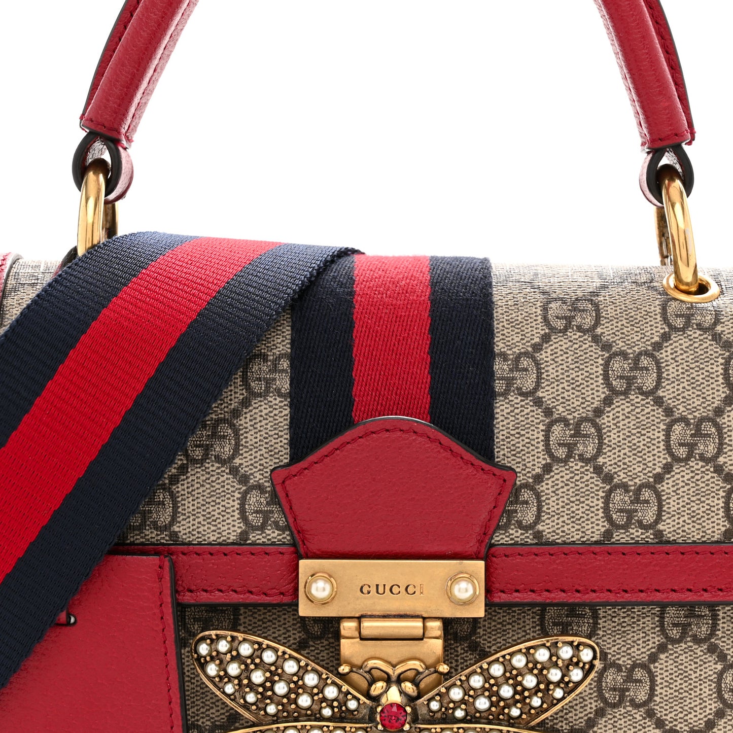 GG Supreme Monogram Small Queen Margaret Top Handle Bag Red