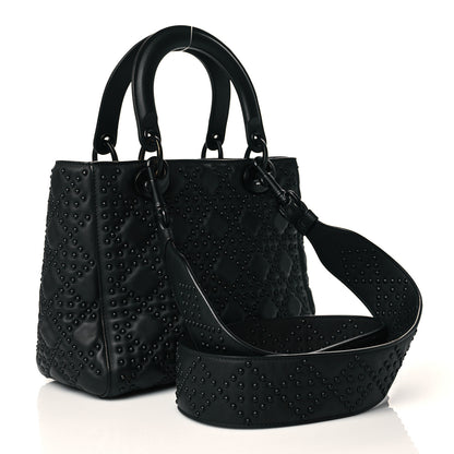 Christian Dior Calfskin Cannage Studded Medium Supple Lady Dior Black 2 of 10
