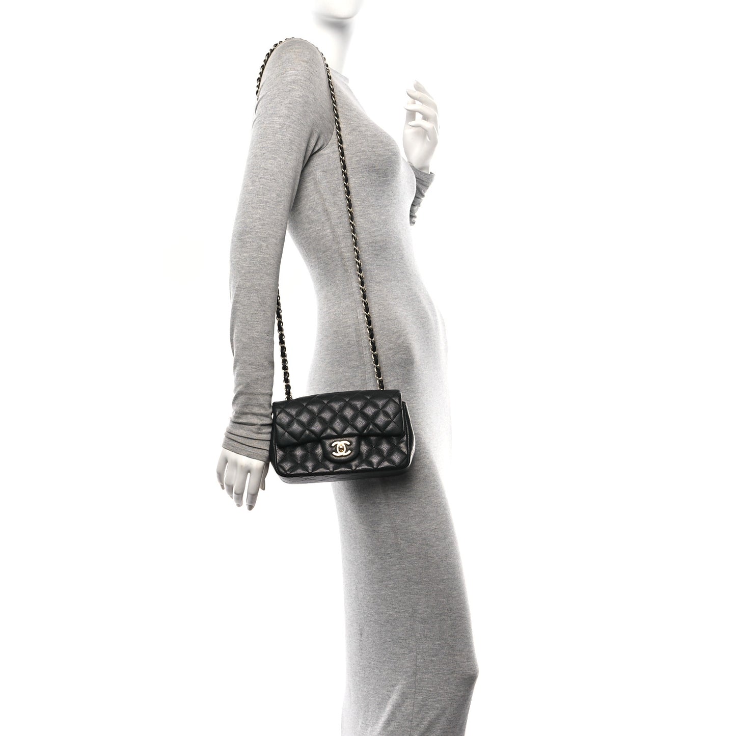 Caviar Quilted Mini Rectangular Flap Black