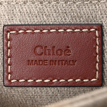Chloe Linen Calfskin Mini Woody Ribbon Tote White Brown 6 of 10