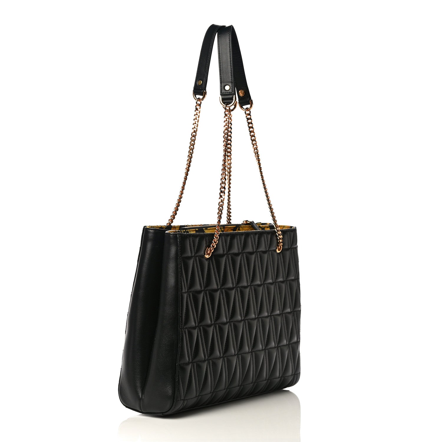 Versace Nappa Barocco Quilted Virtus Chain Shoulder Bag Black 3 of 10