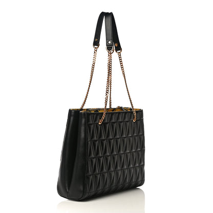 Versace Nappa Barocco Quilted Virtus Chain Shoulder Bag Black 3 of 10