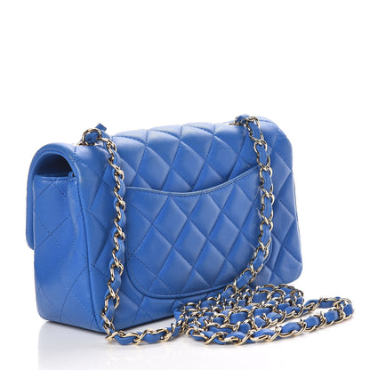 Chanel Lambskin Quilted Mini Rectangular Flap Blue 3 of 14