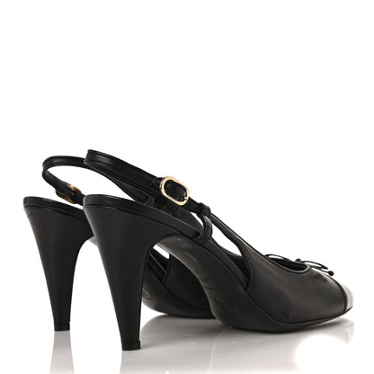 Chanel Lambskin Cap Toe CC Slingback Pumps 41 Black 3 of 8
