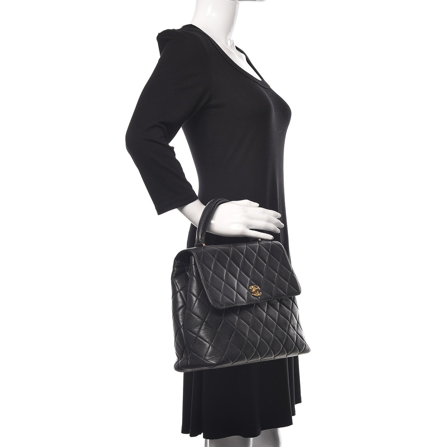 Caviar Quilted Jumbo Kelly Flap Black