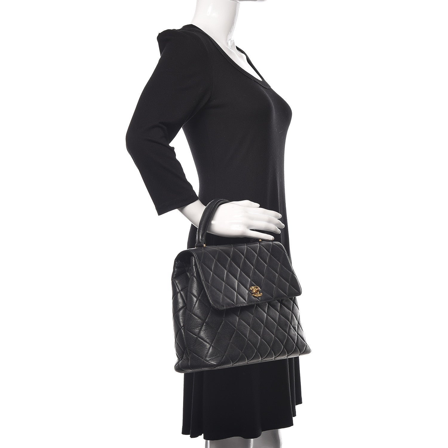 Chanel Caviar Quilted Jumbo Kelly Flap Black 2 of 11