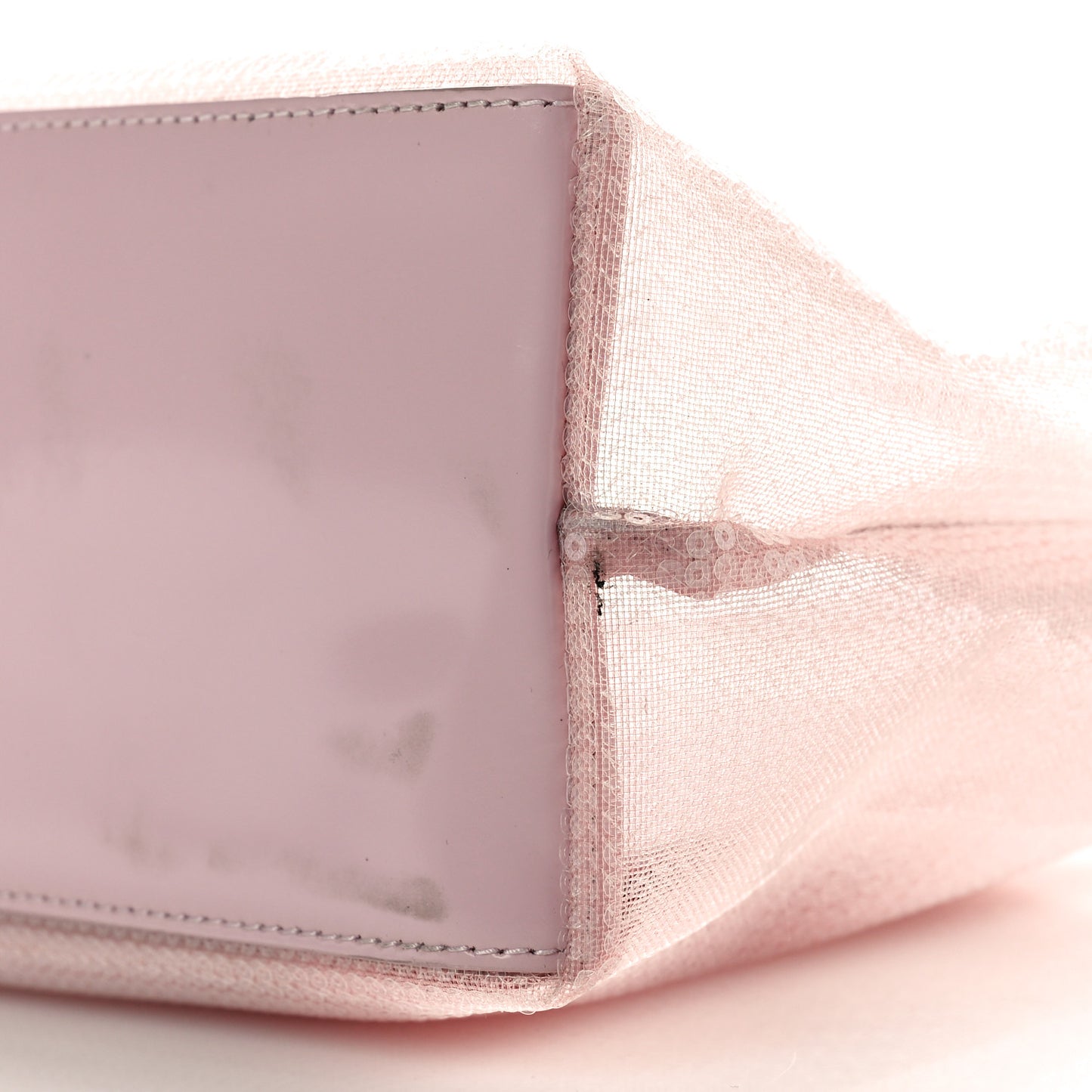 Mesh Paillettes Spazzolato Logo Tote Alabastro