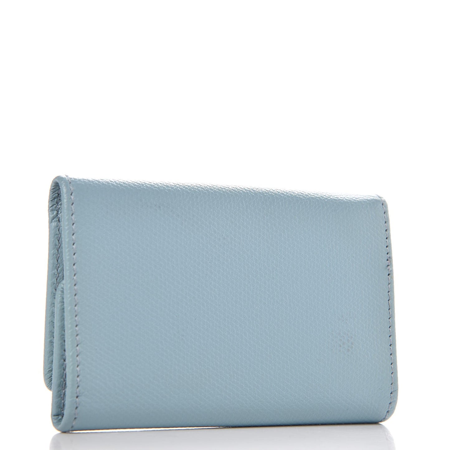 Grained Calfskin CC Button 6 Key Holder Light Blue