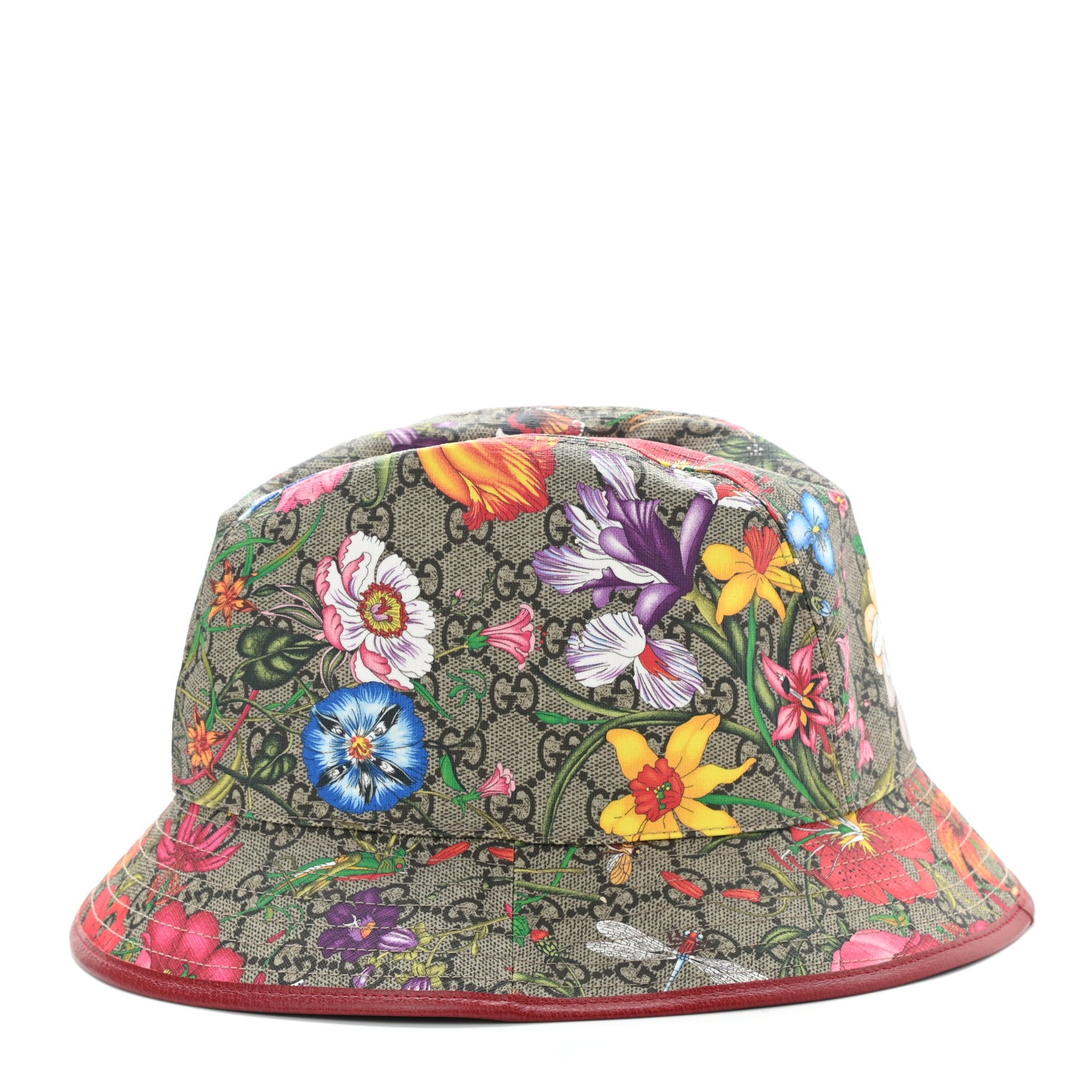 Gucci GG Supreme Monogram Flora Fedora Hat M Red 5 of 8
