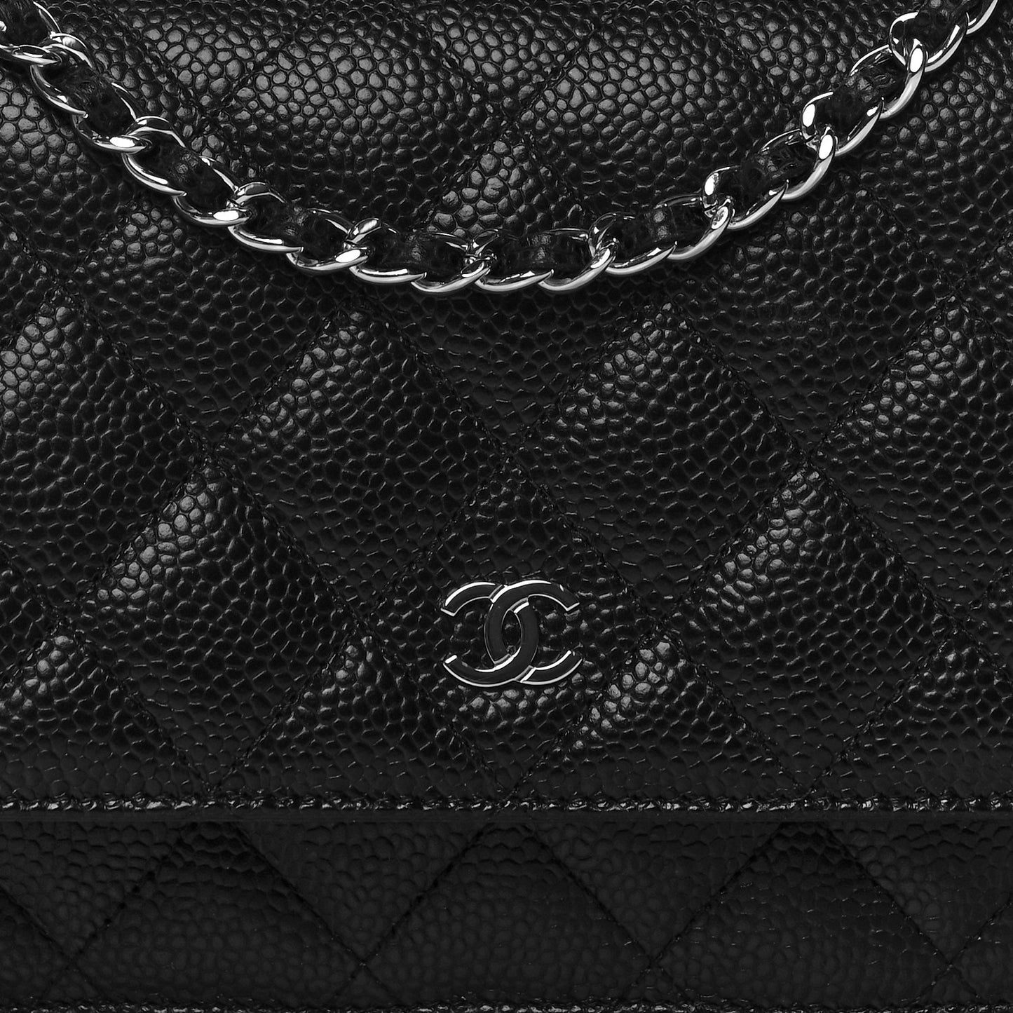 Caviar Quilted Wallet On Chain WOC Black