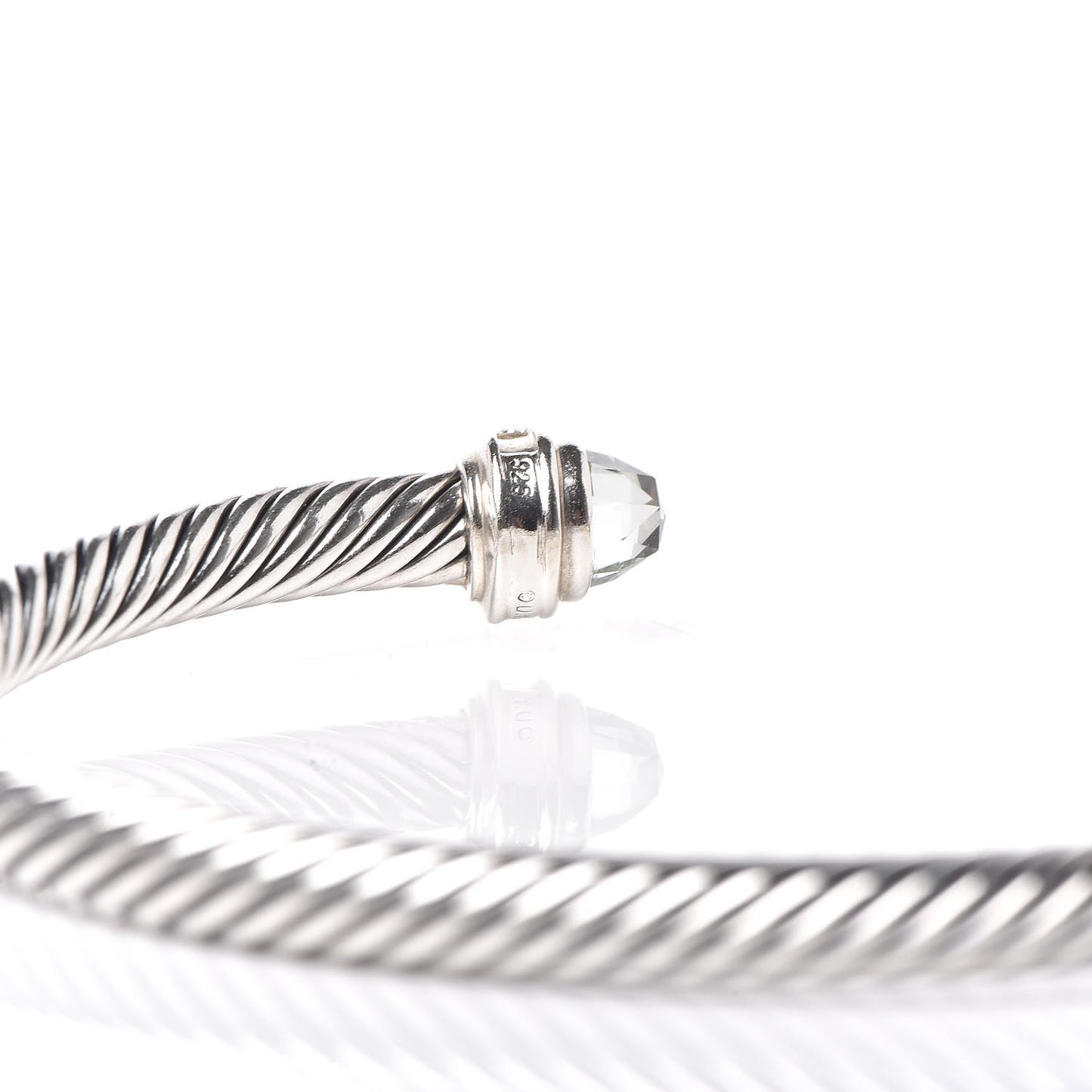 Sterling Silver Diamond Prasiolite 5mm Cable Classics Bracelet