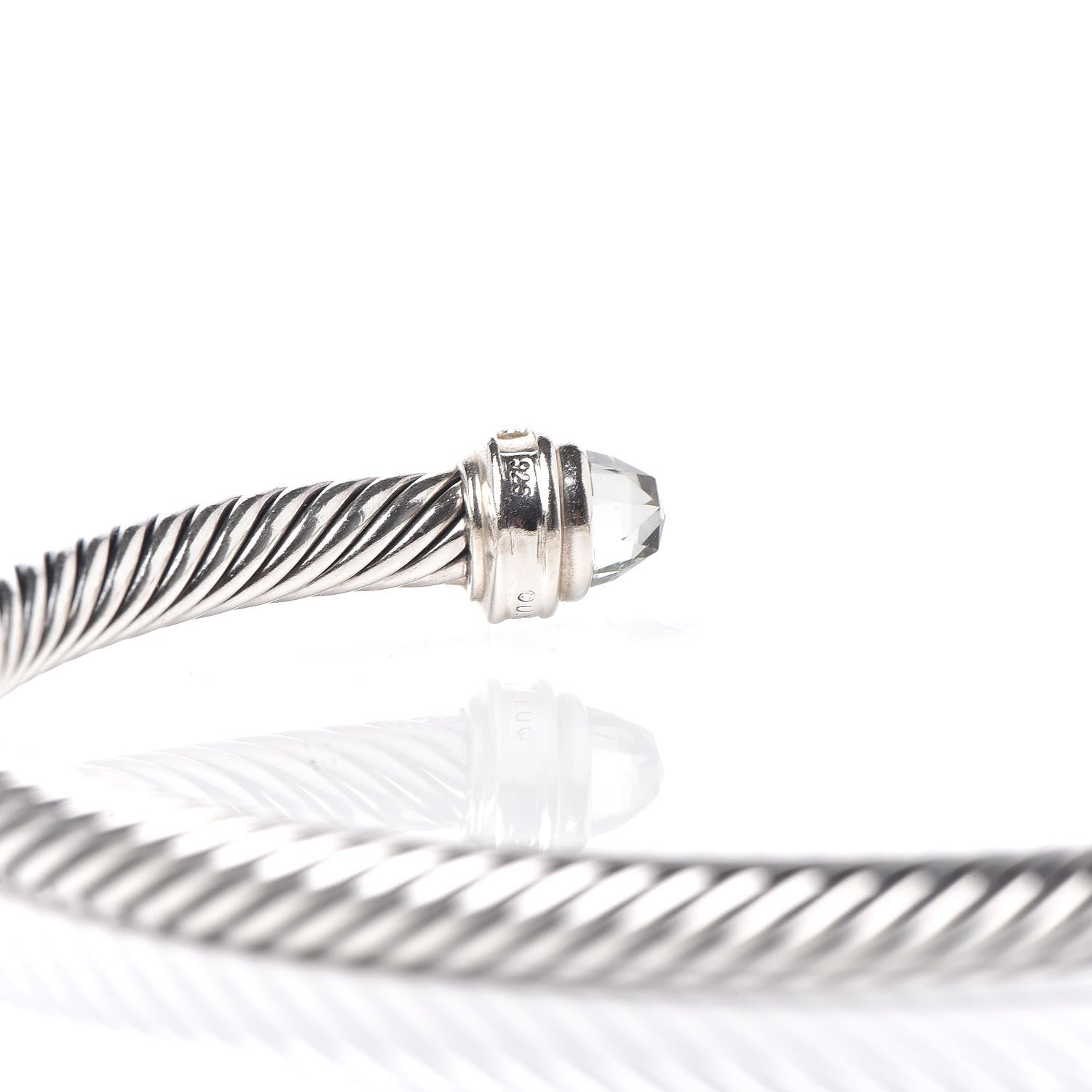 David Yurman Sterling Silver Diamond Prasiolite 5mm Cable Classics Bracelet 5 of 5