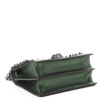 Fendi Vitello Catalan Mirror Scalloped Multi Studded Small Kan I Shoulder Bag Green 4 of 10