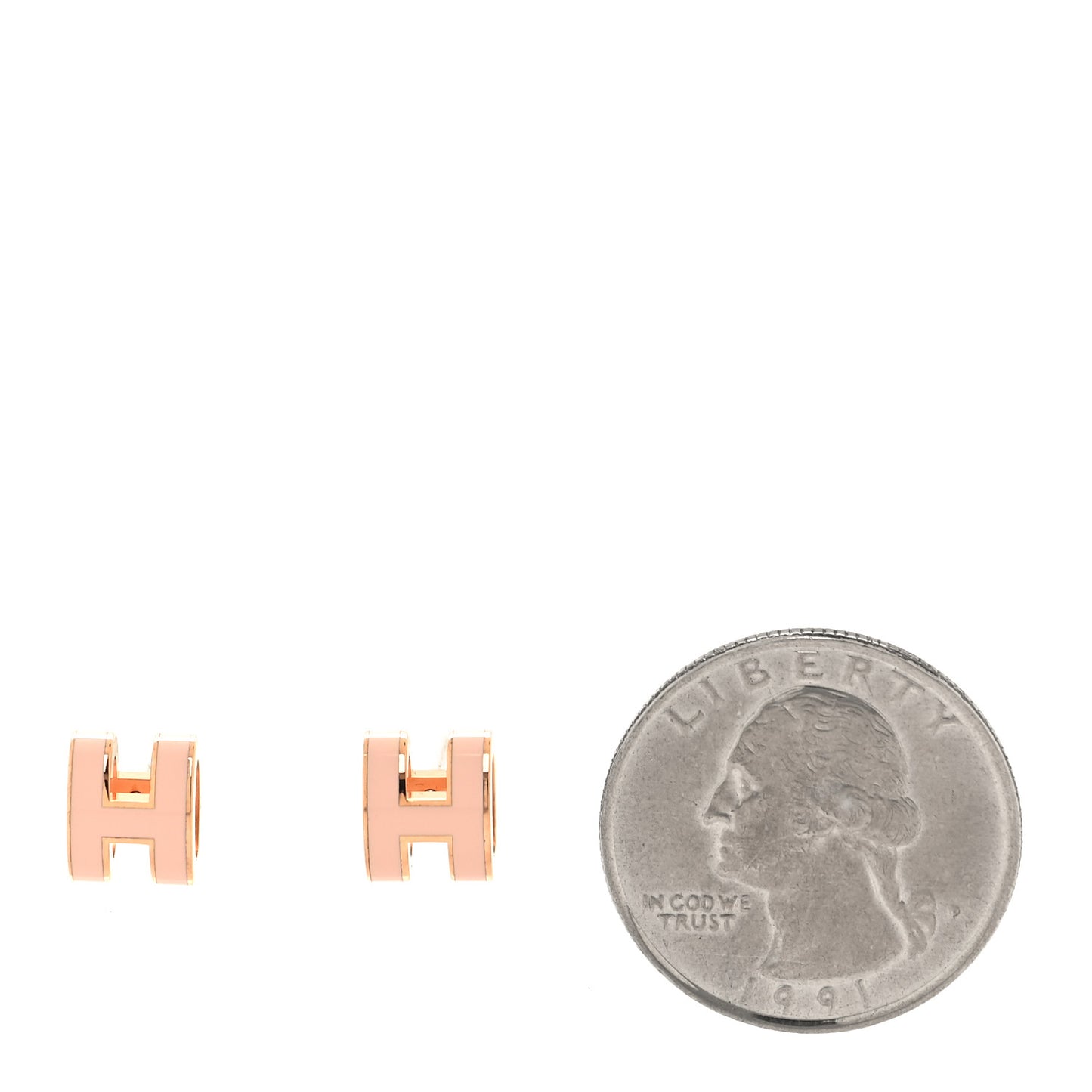 Gold Lacquered Mini Pop H Earrings Rose Dragee