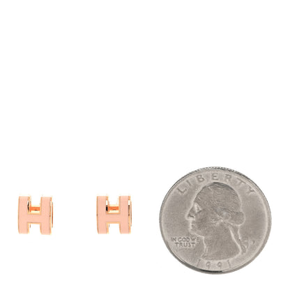Hermes Gold Lacquered Mini Pop H Earrings Rose Dragee 2 of 6