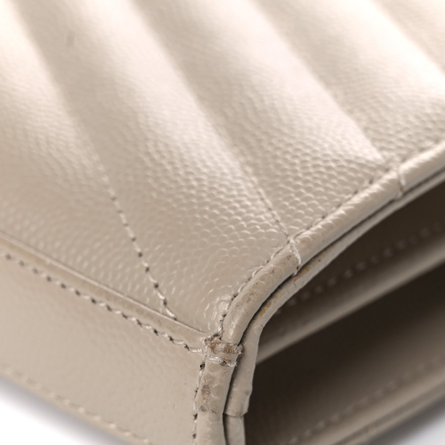 Grain De Poudre Matelasse Chevron Monogram Chain Wallet Dark Beige