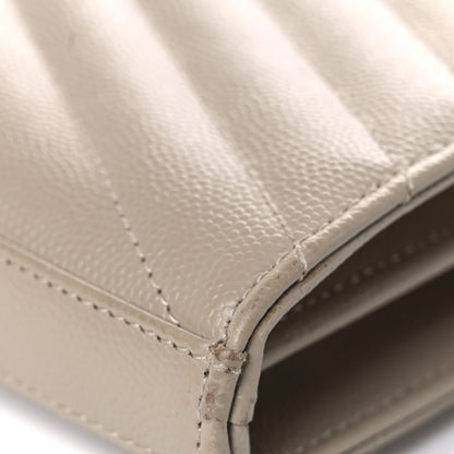 Saint Laurent Grain De Poudre Matelasse Chevron Monogram Chain Wallet Dark Beige 10 of 17