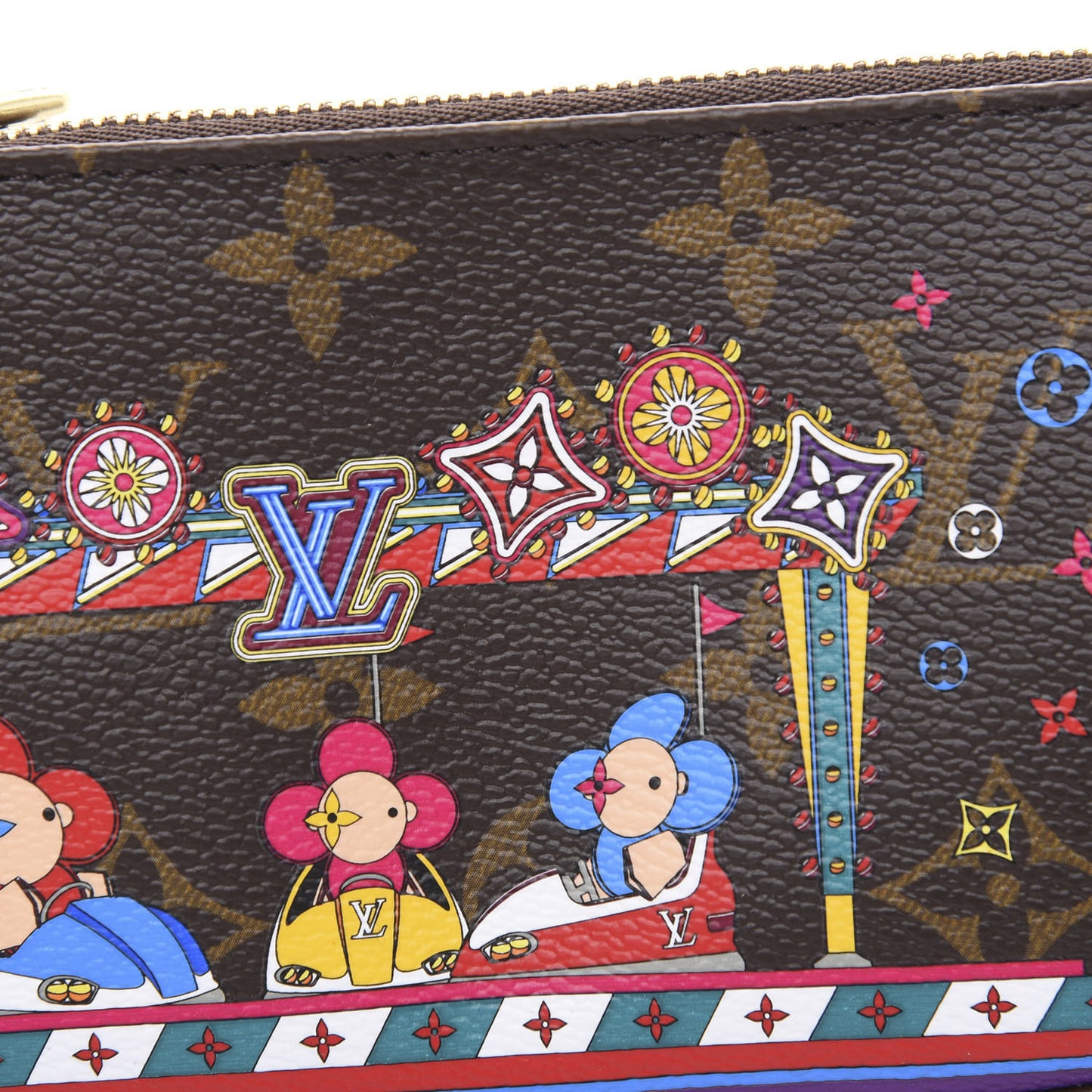 Monogram 2020 Christmas Animation Bumper Cars Mini Pochette Accessories Coquelicot