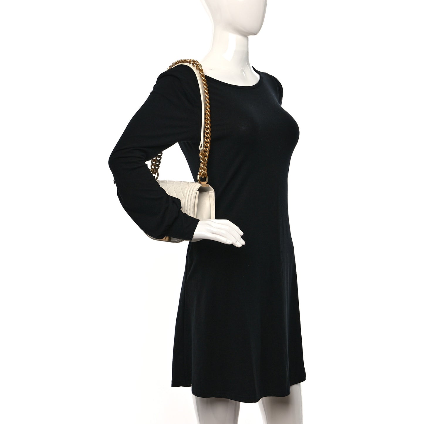 Caviar Quilted Small Boy Messenger Bag White