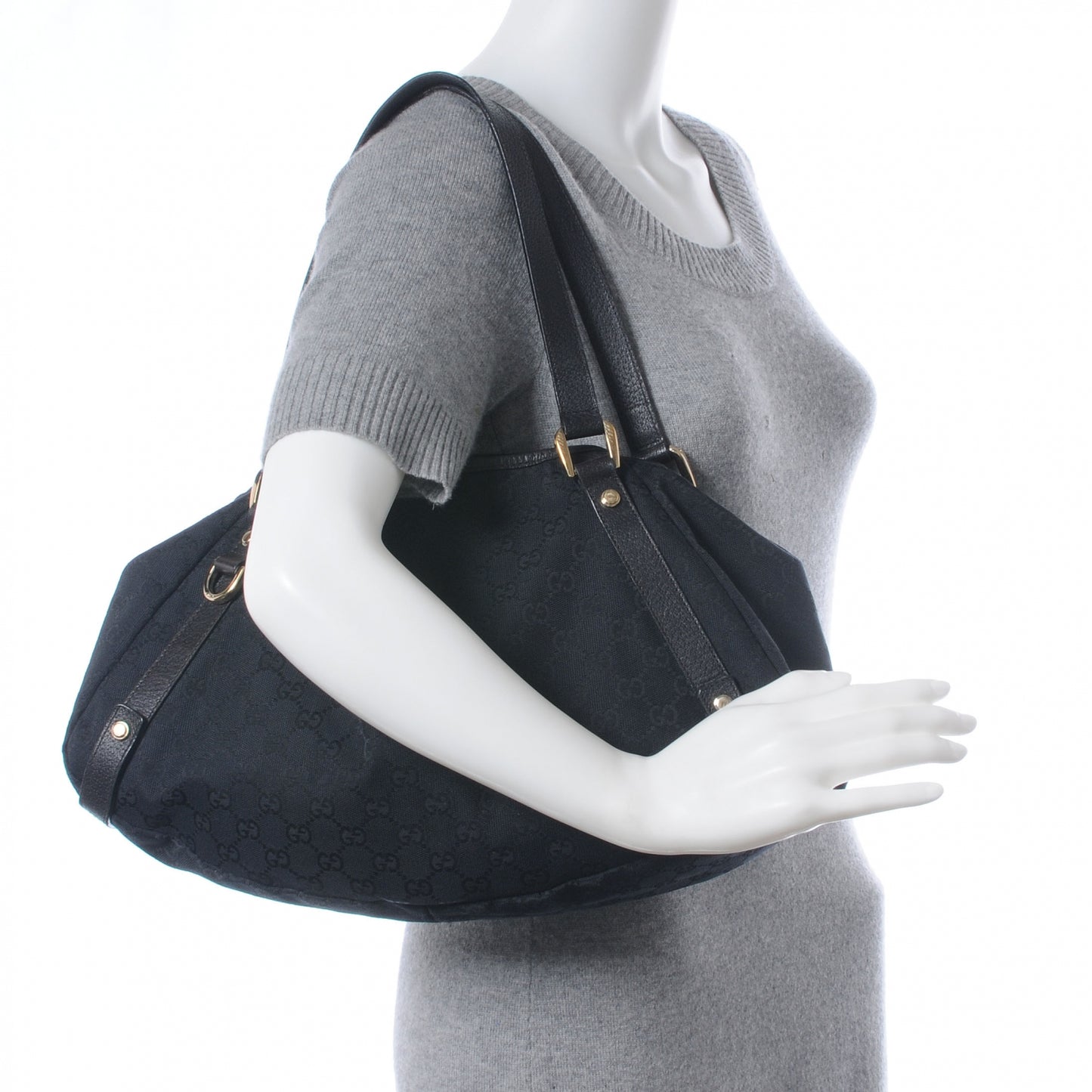 Monogram Medium Abbey Shoulder Bag Black