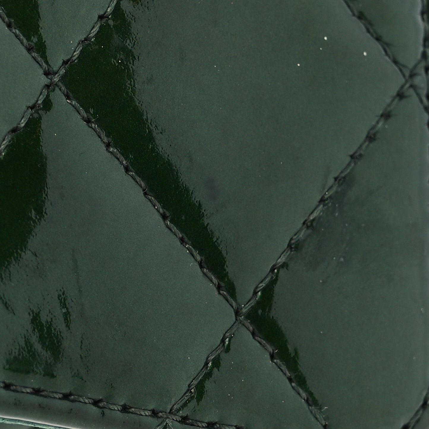 Patent Quilted Large Flap Wallet Green