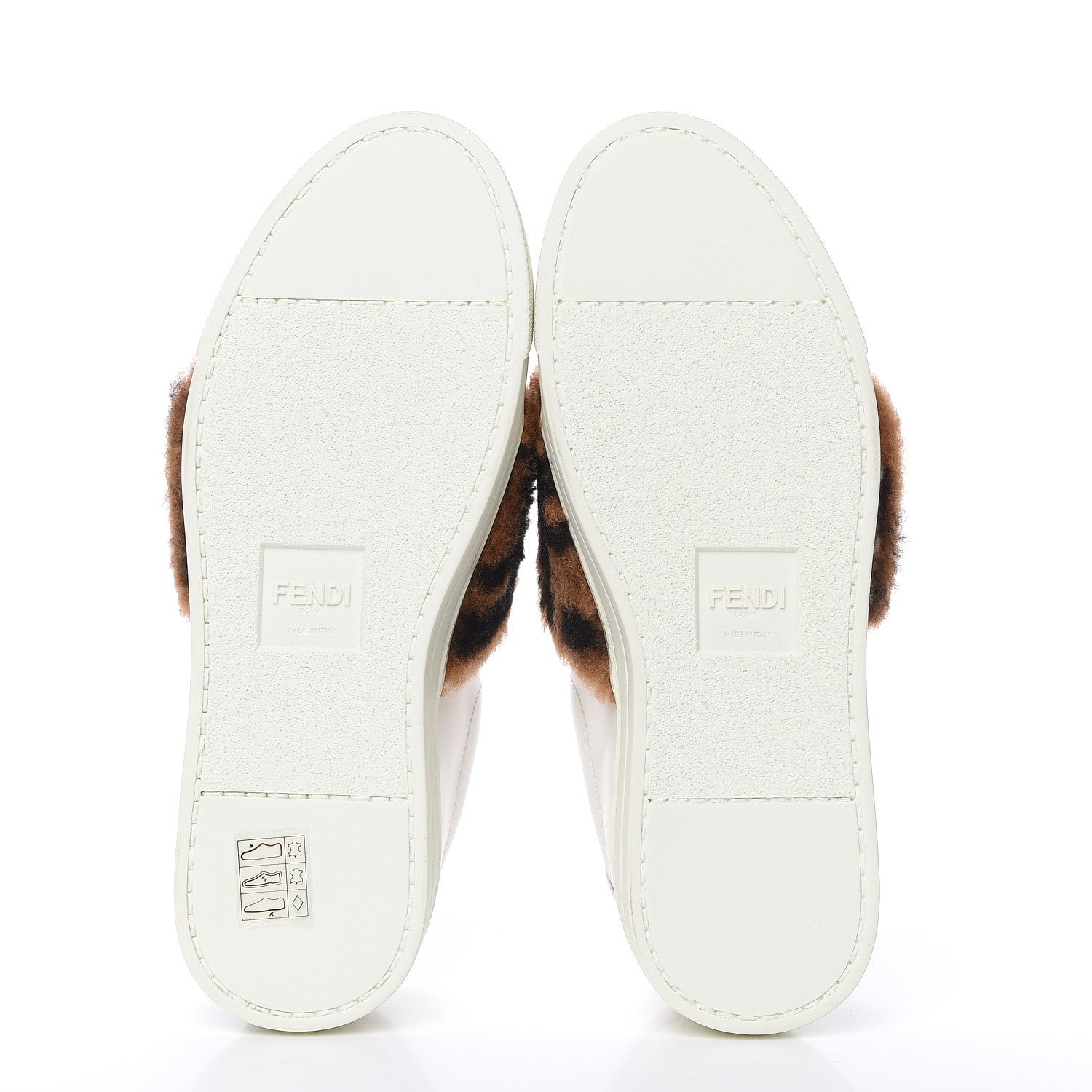 Fendi Vitello Shearling FF Velcro Slip On Sneakers 35.5 White 5 of 9