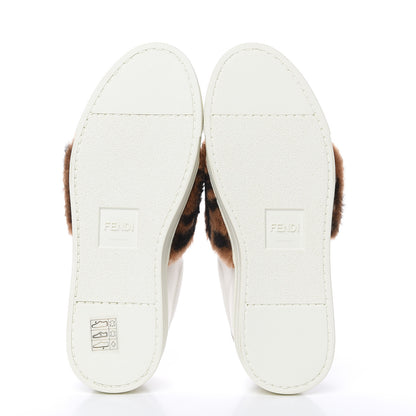 Fendi Vitello Shearling FF Velcro Slip On Sneakers 35.5 White 5 of 9
