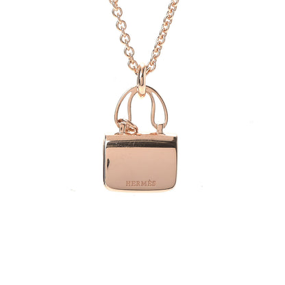 Hermes 18K Rose Gold Diamond Constance Amulettes Charm Pendant Necklace 4 of 6