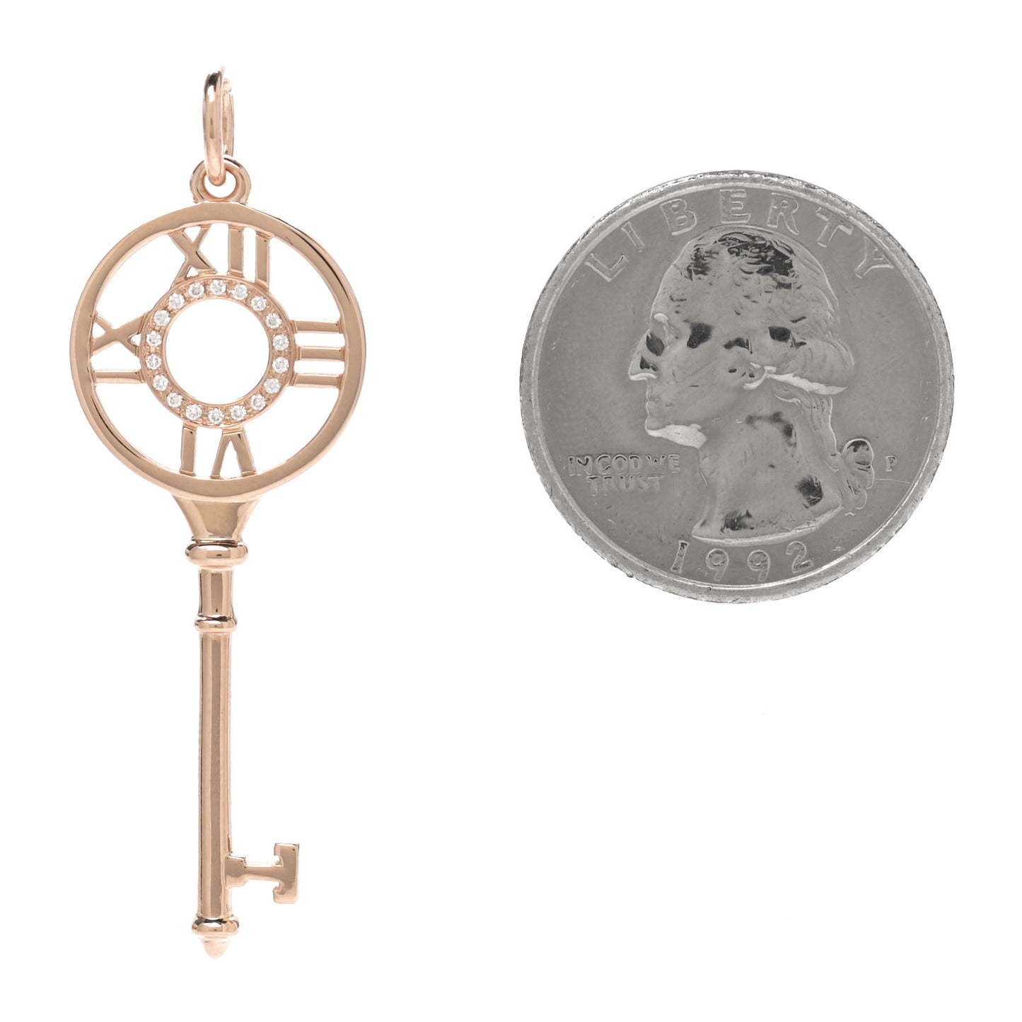 18K Rose Gold Diamond Atlas Key Pendant