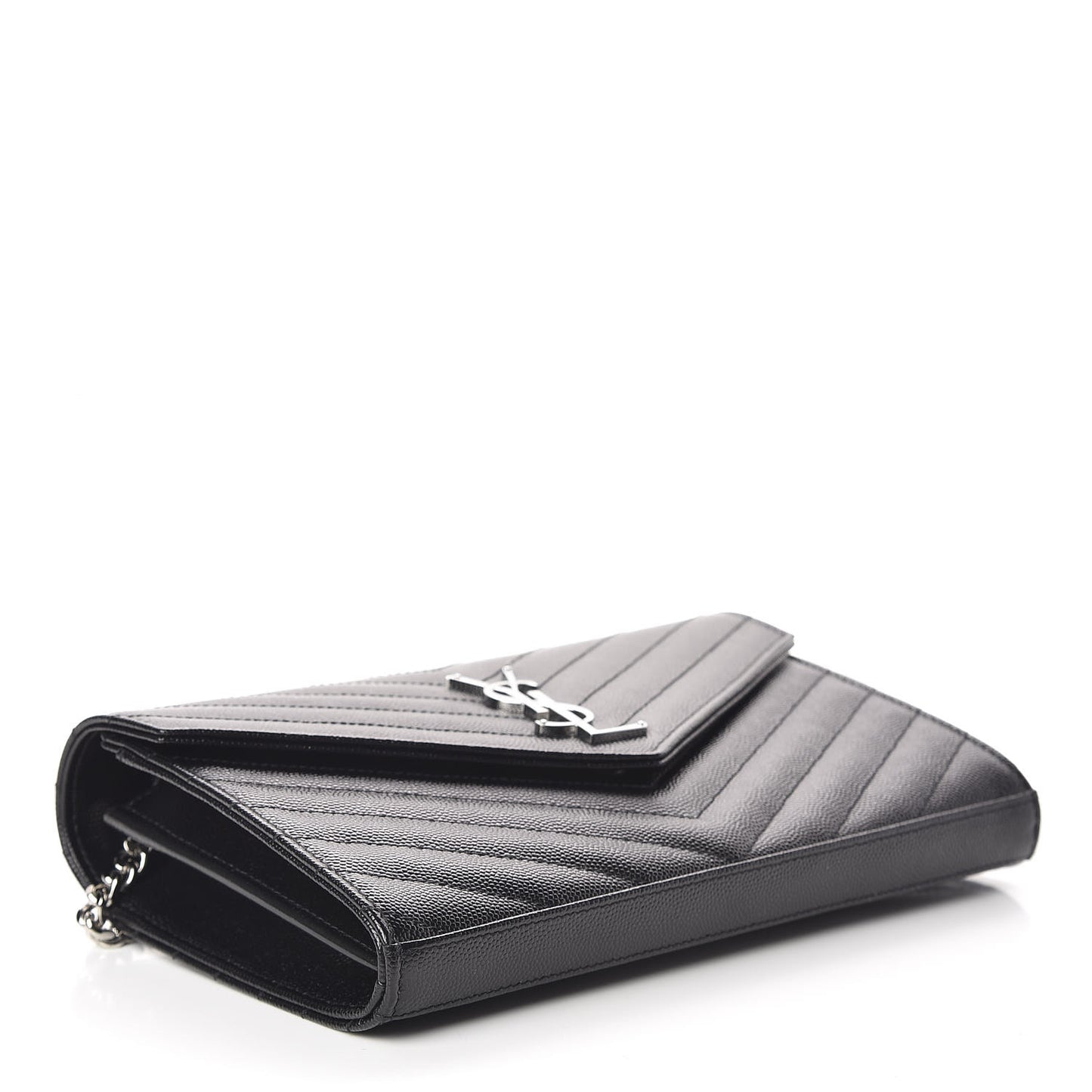 Grain De Poudre Matelasse Chevron Monogram Chain Wallet Black