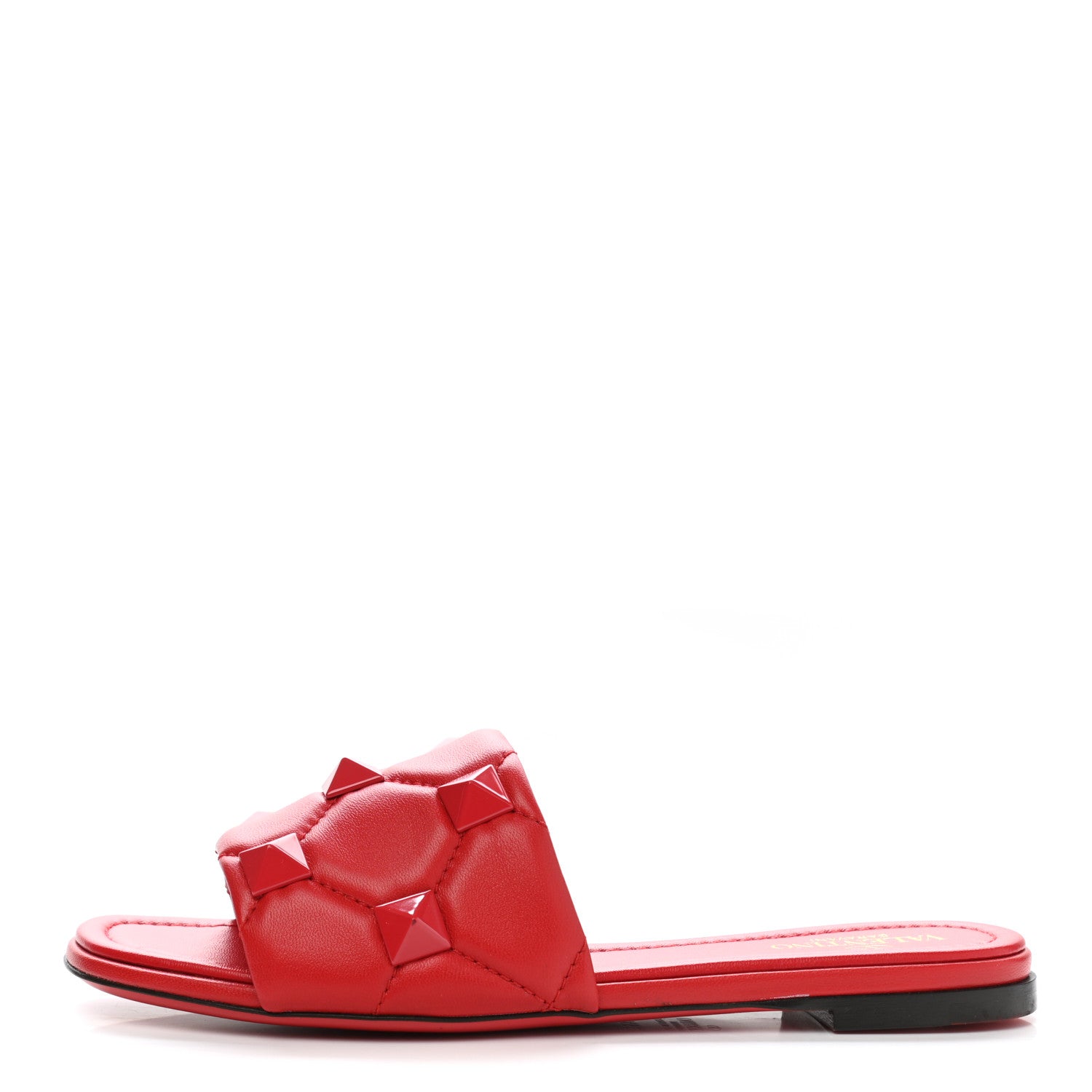 Valentino Garavani Nappa Monochrome Roman Stud Flat Slide Sandals 36.5 Rouge Pur 1 of 9