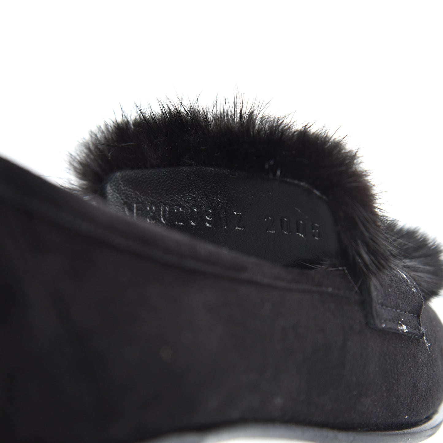 Mink Fur Suede Goatskin Paris Loafers 35 Black
