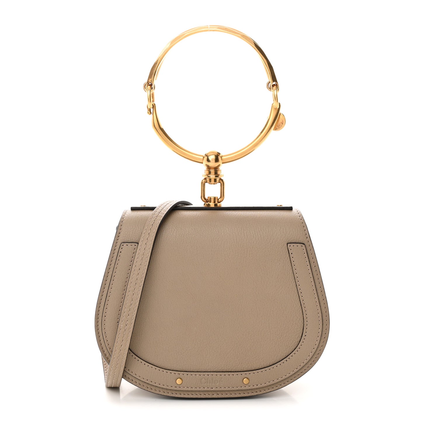 Calfskin Suede Small Nile Bracelet Bag Motty Grey