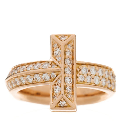 Tiffany 18K Rose Gold Diamond Wide T T1 Ring 44 3 1 of 5