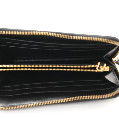 Prada Saffiano Metal Zip Around Wallet Black 5 of 10