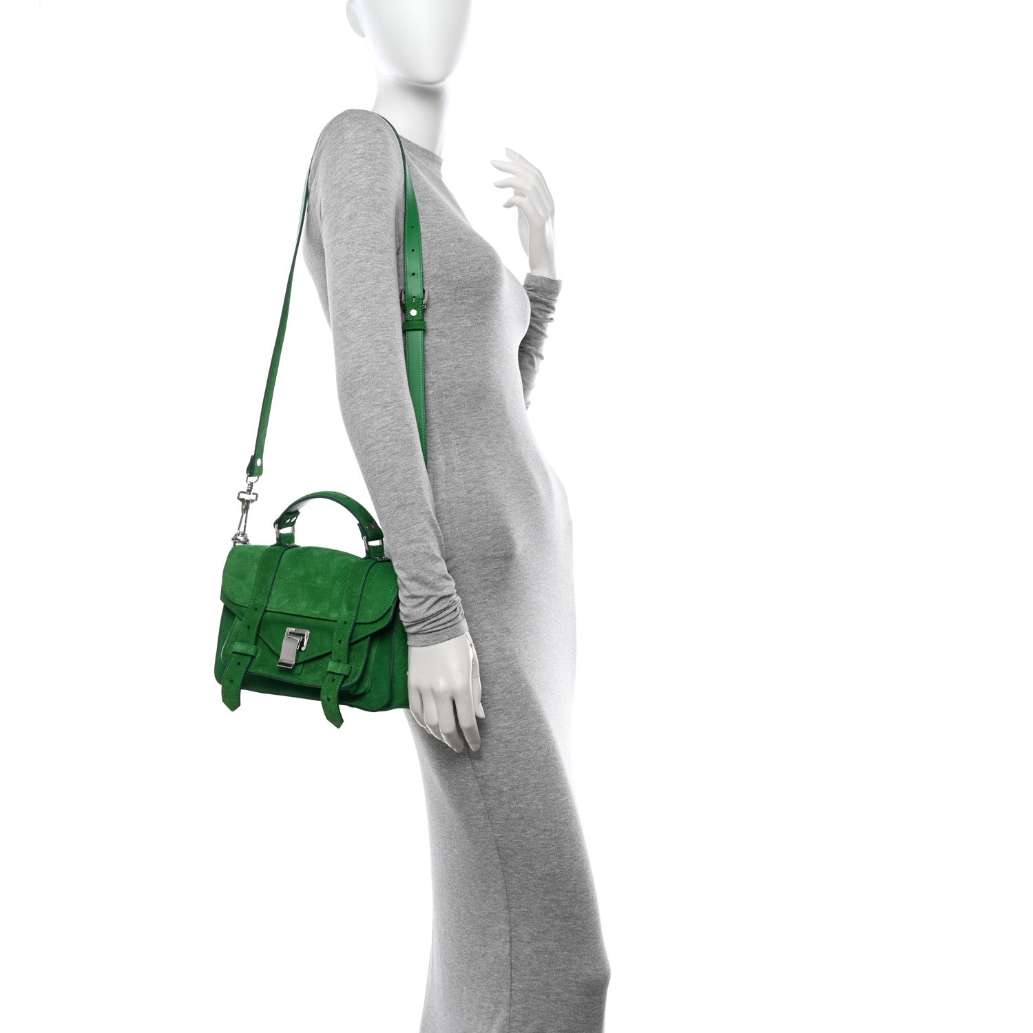 Proenza Schouler Suede Tiny PS1 Satchel Bottle Green 3 of 9