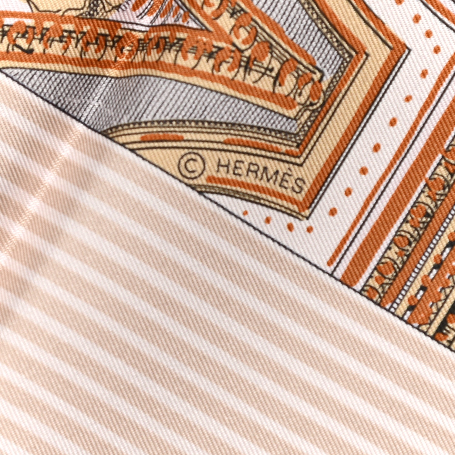 Hermes Silk Grand Theatre Nouveau Scarf 90 Rose Pale Etoupe 3 of 7