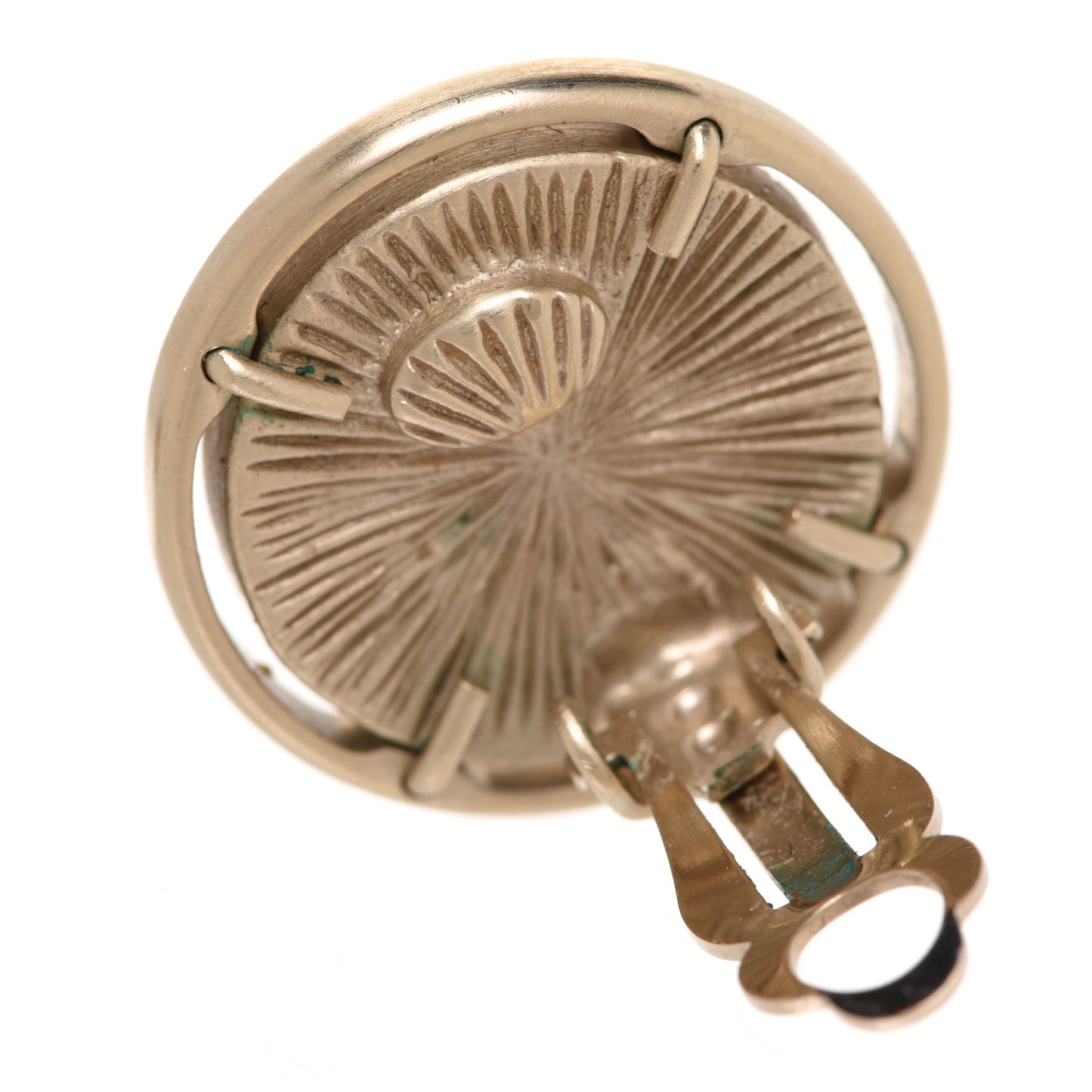 Metal Textured CC Round Clip On Earrings Gold