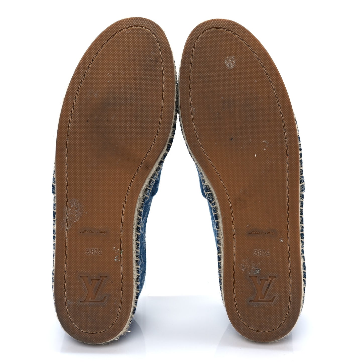Monogram Denim Starboard Espadrille Flats 38.5 Blue