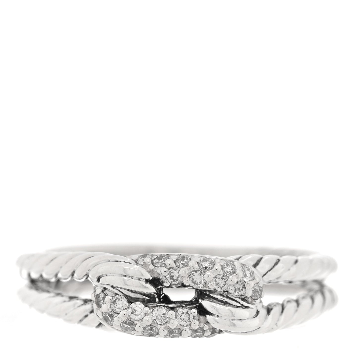 Sterling Silver Diamond Pave Petite Single Loop Labyrinth Ring 54 6.75