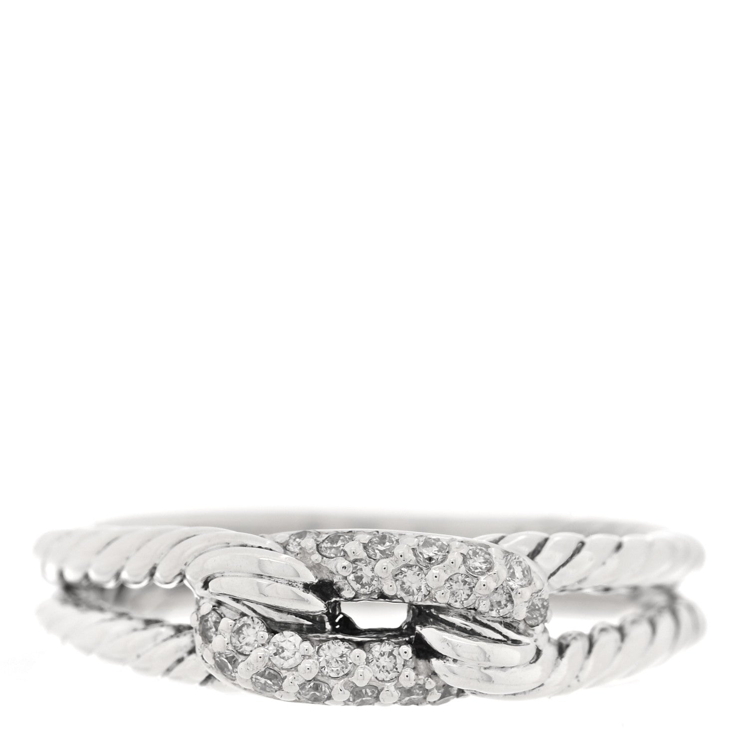 David Yurman Sterling Silver Diamond Pave Petite Single Loop Labyrinth Ring 54 6.75 1 of 4