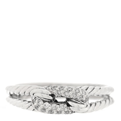 David Yurman Sterling Silver Diamond Pave Petite Single Loop Labyrinth Ring 54 6.75 1 of 4