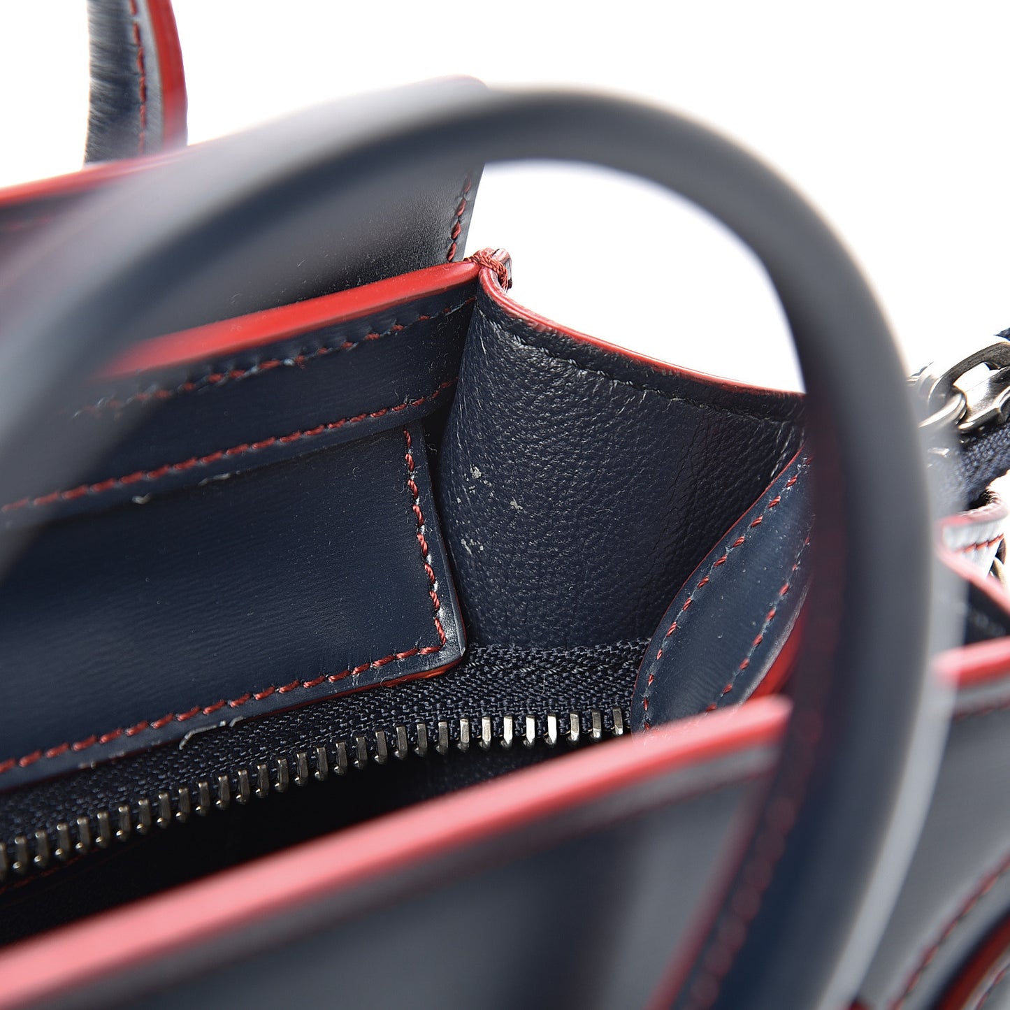 Satin Calfskin Nano Debossed Luggage Navy Blue