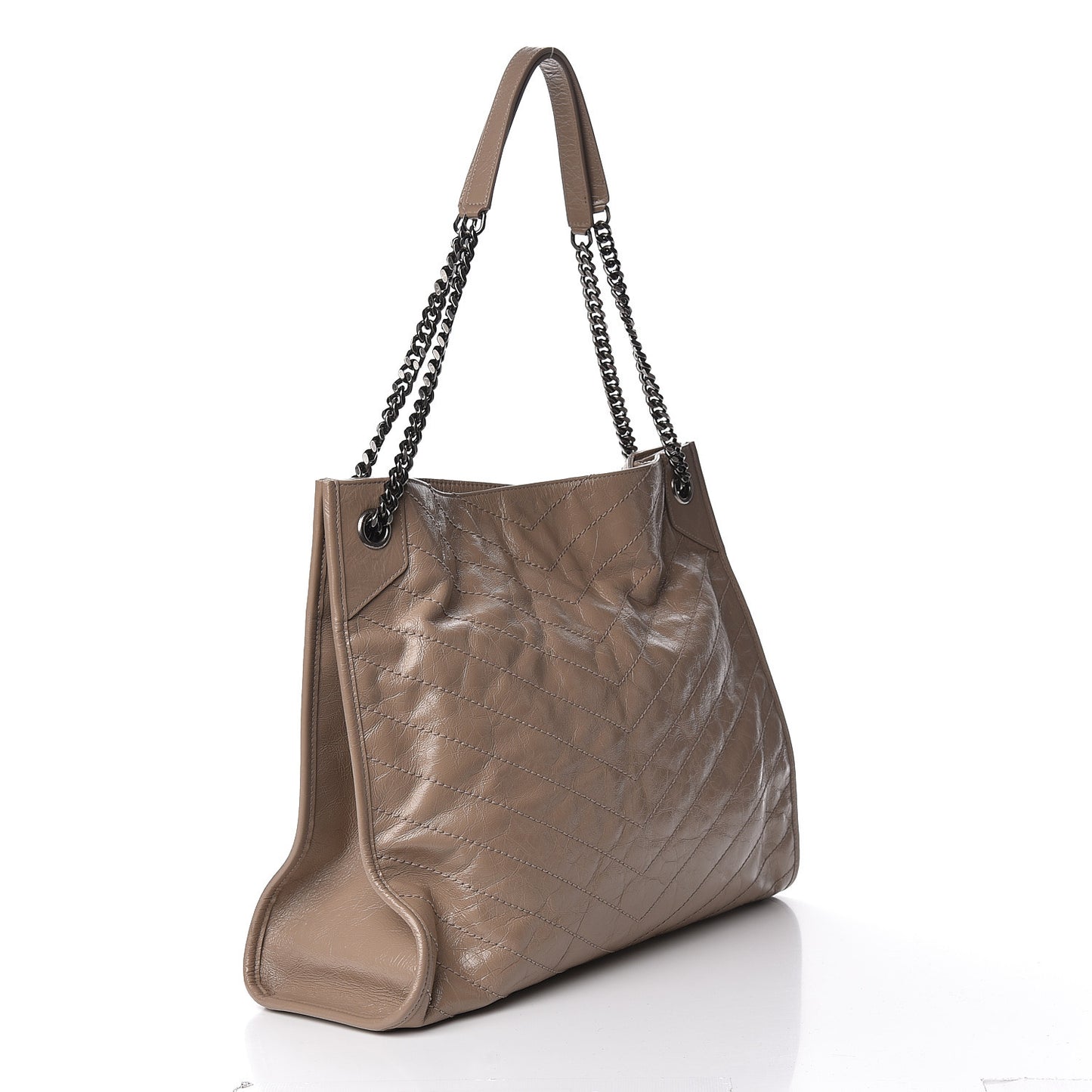 Crinkled Calfskin Matelasse Monogram Niki Shoulder Bag Light Taupe