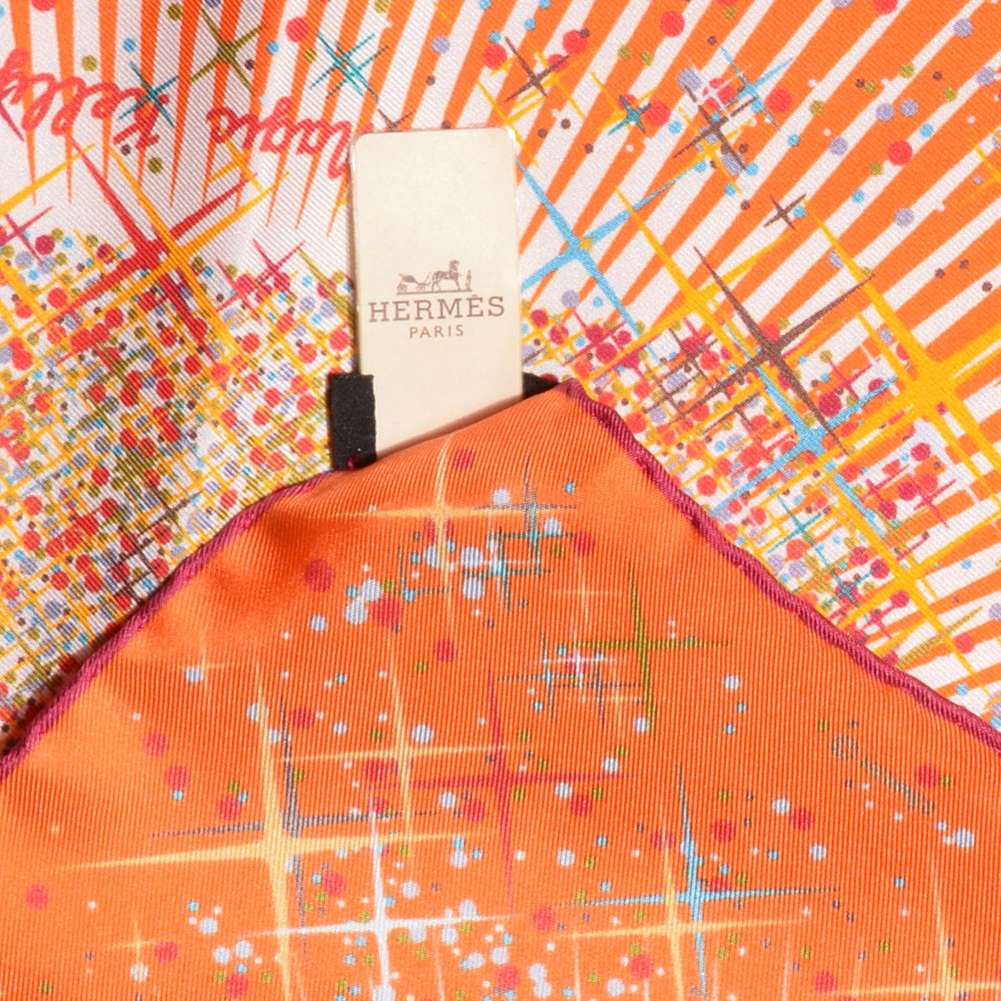 Silk Magic Kelly Pocket Square Capucine Nacre Rouge