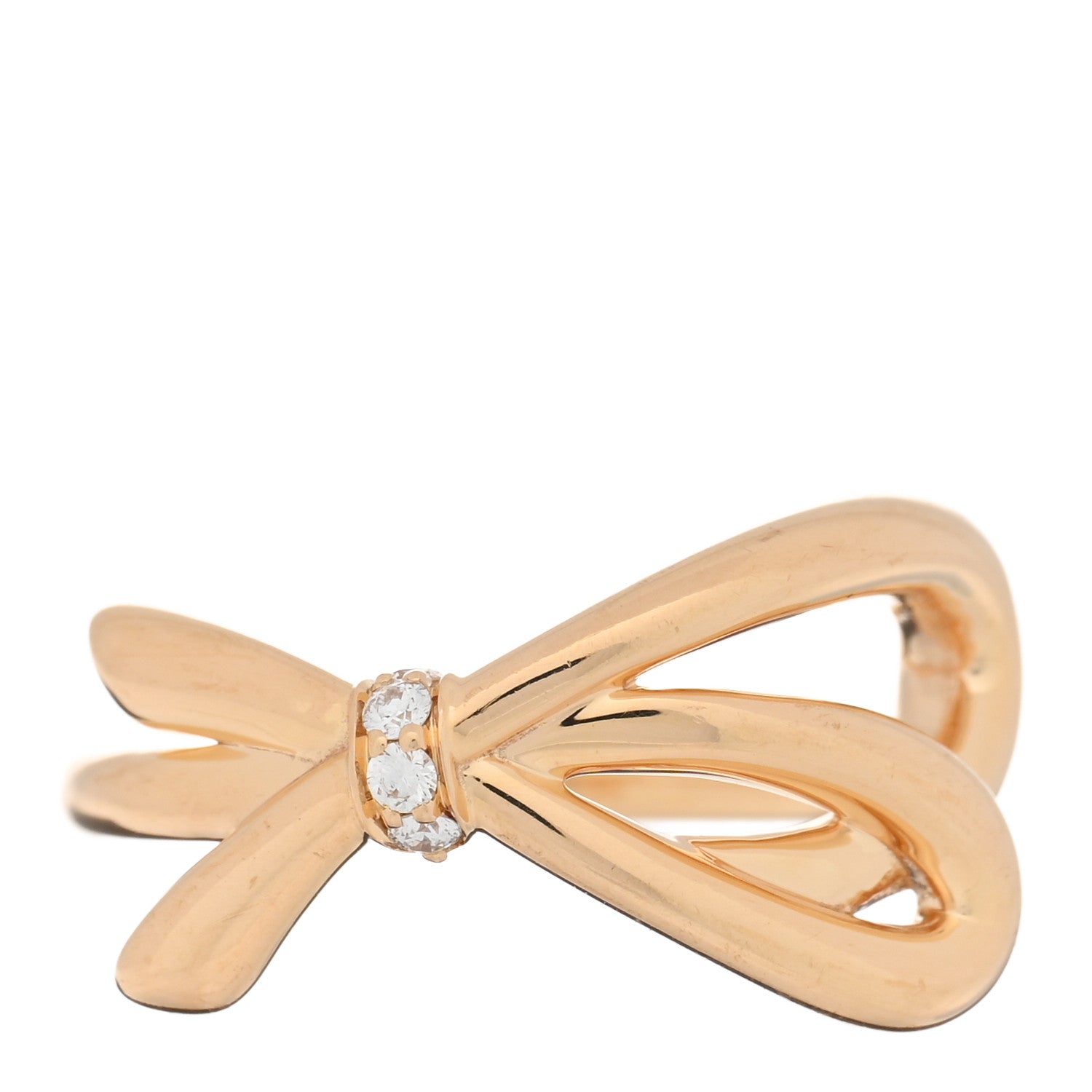 Tiffany 18K Rose Gold Diamond Bow Ring 49 5 1 of 4