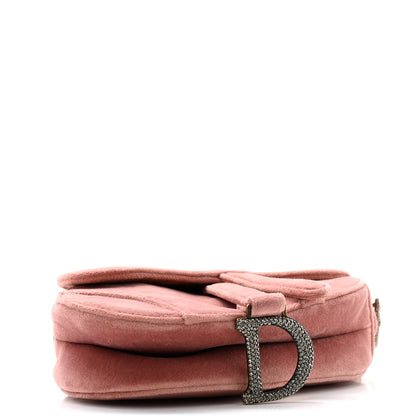 Christian Dior Velvet Crystal Mini Saddle Bag Pink 4 of 10