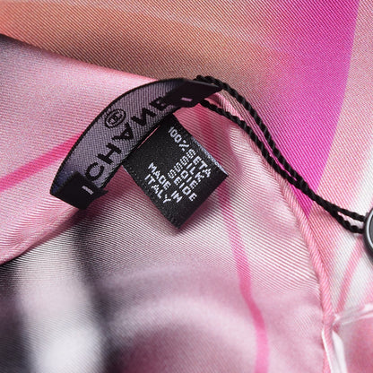 Chanel Silk Square Scarf CC Pink Black 5 of 5