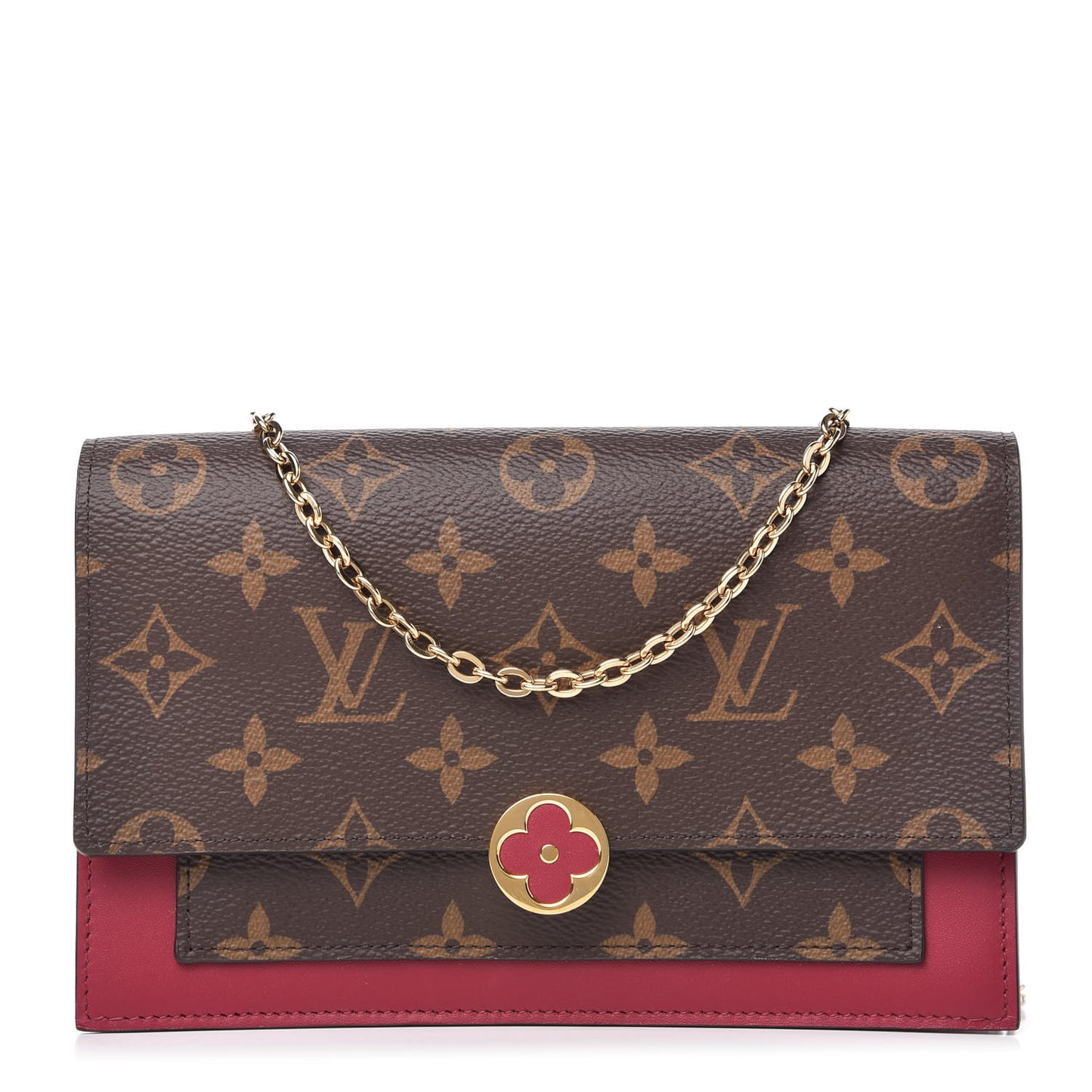 Monogram Flore Chain Wallet Fuchsia